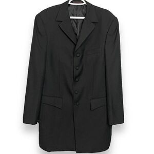 Loriano Collection Suit Jacket Mens 40L Black Pockets Formal Grunge Lined Italy